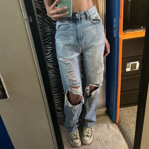 pacsun straight leg distressed 90s boyfriend jeans